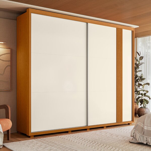 Guarda Roupa Casal 02 Portas Deslizantes Acácia Cinamomo/off