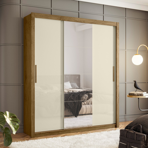 Guarda-roupa Casal 03 Portas De Correr 04 Gavetas Com Espelho