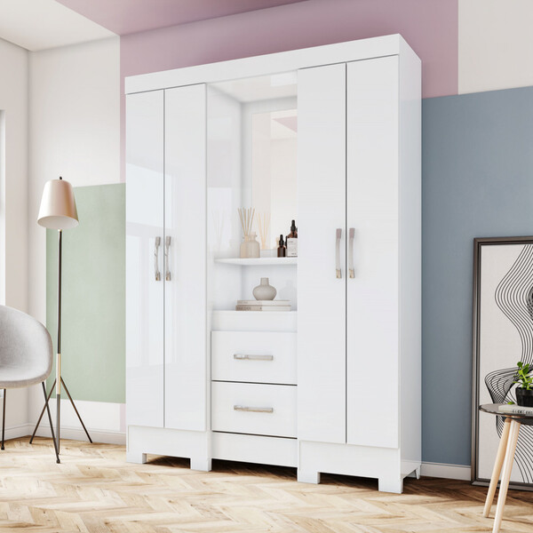 Guarda Roupa Casal 04 Portas 02 Gavetas Ego Briz