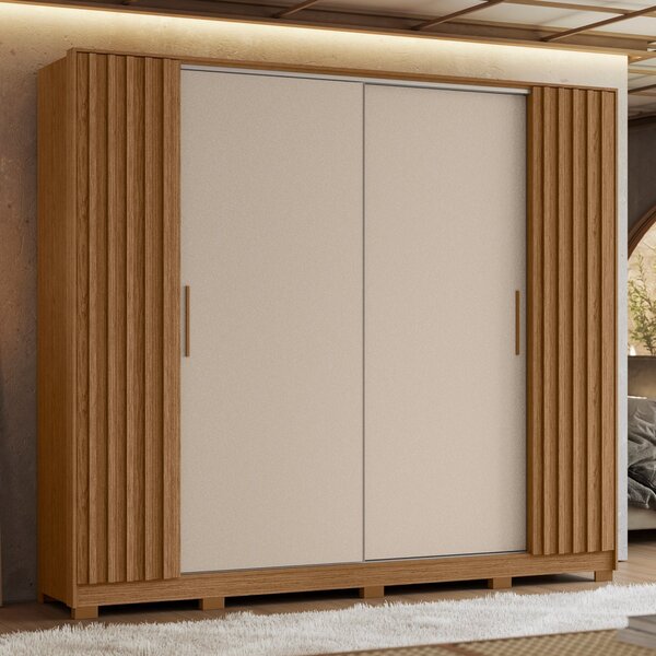 Guarda-roupa Casal 04 Portas Jacarandá Jatobá / Fendi Metallic