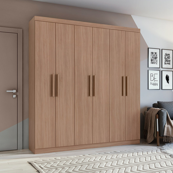 Guarda Roupa Casal 06 Portas 03 Gavetas Jazz Lopas - Carvalho