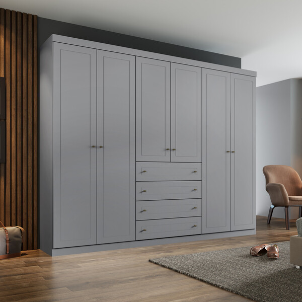 Guarda Roupa Casal 06 Portas 04 Gavetas Americano Henn