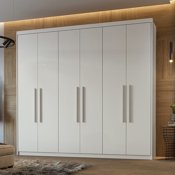 Guarda Roupa Casal 06 Portas 05 Gavetas Áries Lopas - Branco
