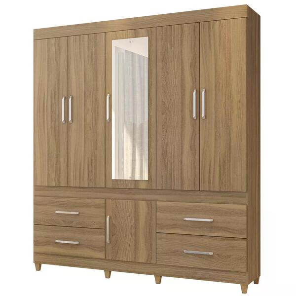 Guarda Roupa Casal 06 Portas Guaruja Com Espelho Demobile