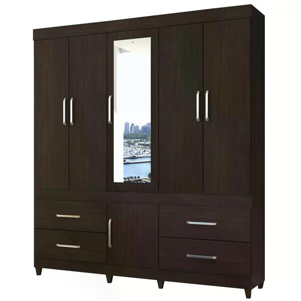 Guarda Roupa Casal 06 Portas Guaruja Com Espelho Demobile