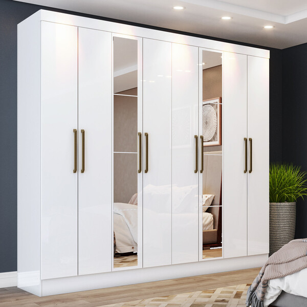 Guarda Roupa Casal 08 Portas 04 Gavetas Com Espelho Ibiza Cas