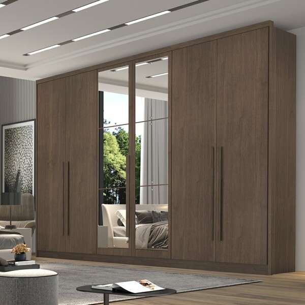 Guarda-roupa Casal 100% Mdf 06 Portas 06 Gavetas Com Espelho