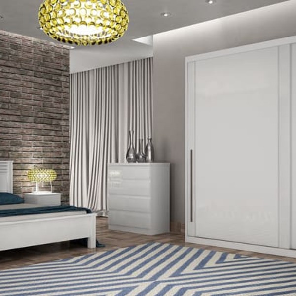 Guarda Roupa Casal 100% Mdf 2 Portas 4 Gavetas - Geom -branco