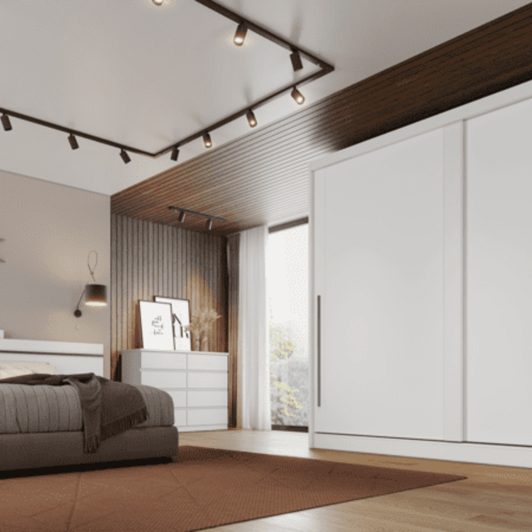 Guarda Roupa Casal 100% Mdf 2 Portas 6 Gavetas - Geom -branco