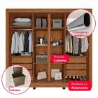 Guarda-roupa Casal 100% Mdf 4 Portas Com Espelho 6 Gavetas Po
