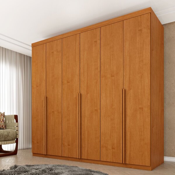 Guarda Roupa Casal 100% Mdf 6 Portas 4 Gavetas 218cm Milano E