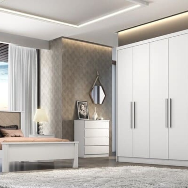 Guarda Roupa Casal 100% Mdf 6 Portas 6 Gavetas - Rizon -branc