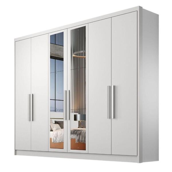 Guarda-roupa Casal 100% Mdf 6 Portas Com Espelho 6 Gaveta...