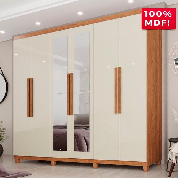 Guarda-roupa Casal 100% Mdf 6 Portas E 4 Gavetas Espanha Com