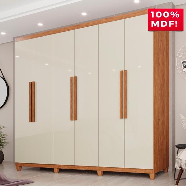 Guarda-roupa Casal 100% Mdf 6 Portas E 4 Gavetas Espanha - Tu