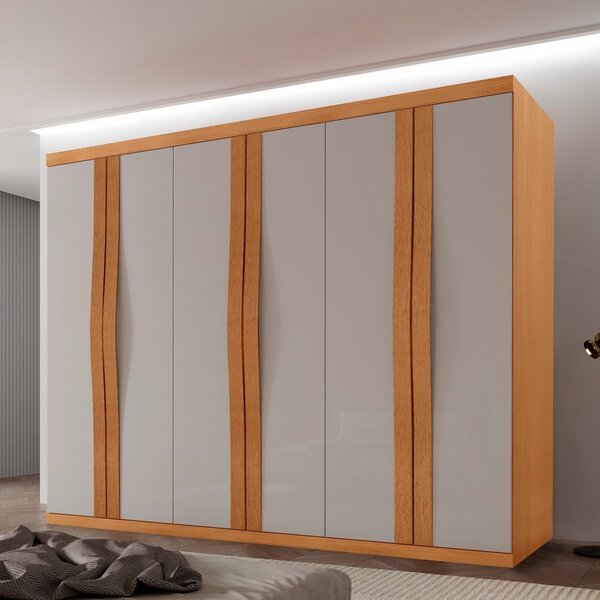 Guarda-roupa Casal 100% Mdf 6 Portas E 6 Gavetas Olimpo Natur