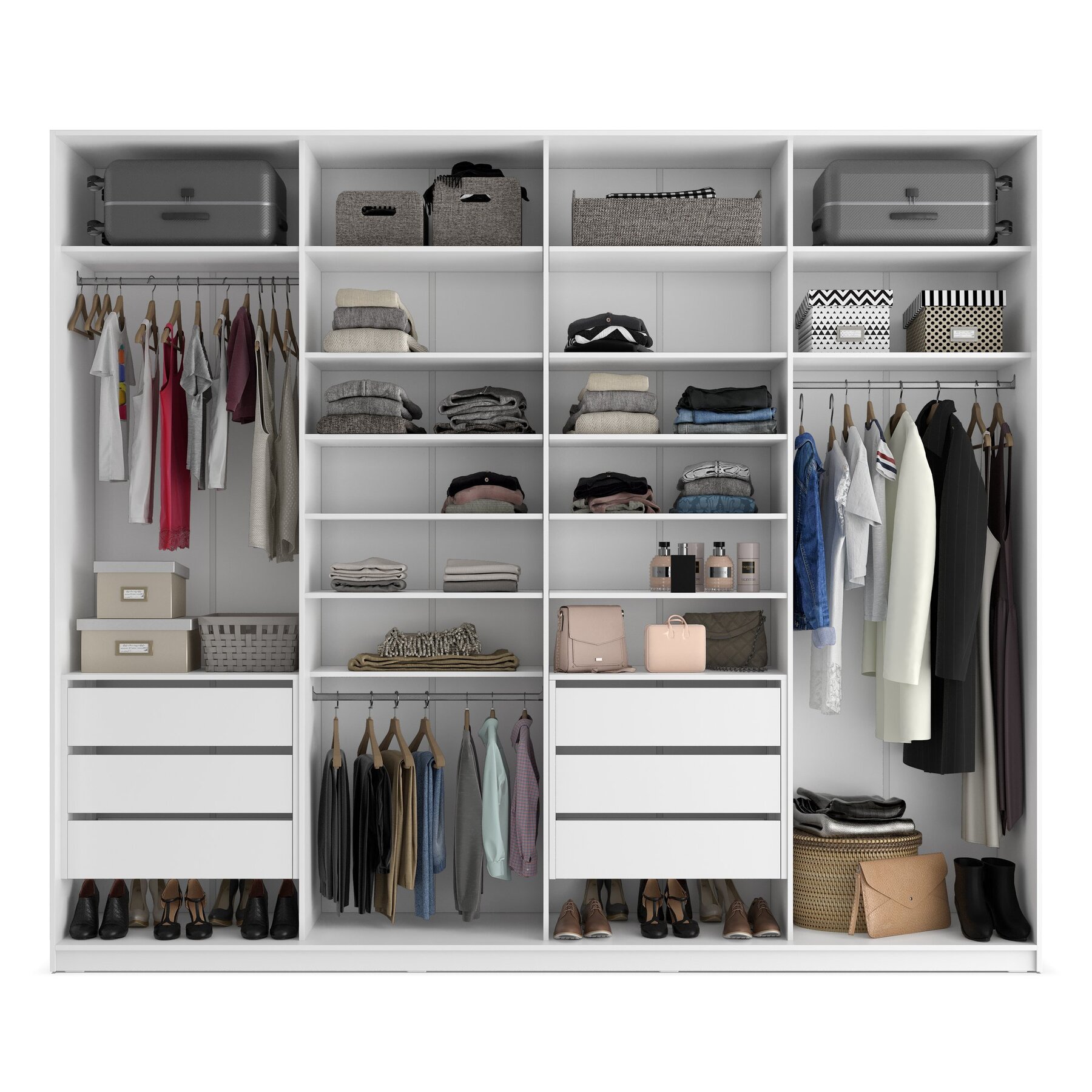 Guarda Roupa Casal 100% Mdf Bp Com 4 Portas E 2 Espelhos Zermatt