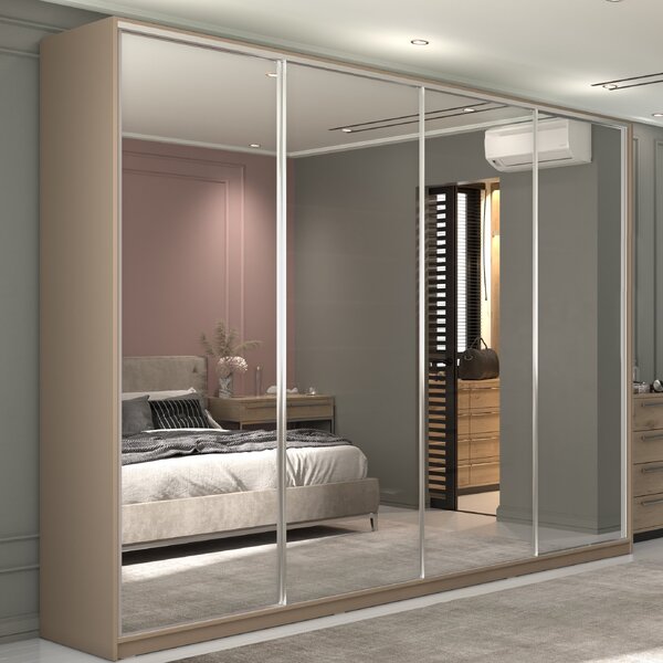 Guarda Roupa Casal 100% Mdf Bp Com 4 Portas Espelhos Zermatt