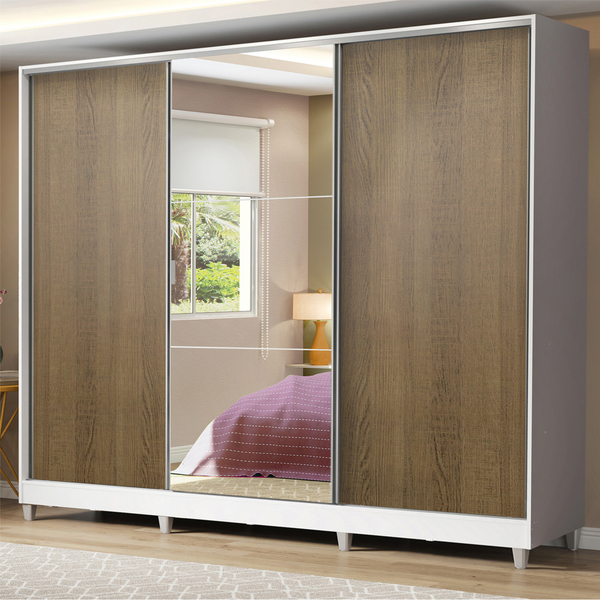 Guarda Roupa Casal 100% Mdf Madesa Royale 3 Portas De Correr