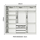 Guarda Roupa Casal 100% Mdf Madesa Royale 3 Portas De Correr