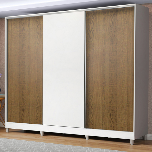 Guarda Roupa Casal 100% Mdf Madesa Royale 3 Portas De Correr