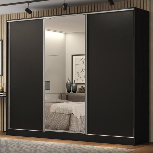 Guarda Roupa Casal 100% Mdf Madesa Royale 3 Portas De Correr