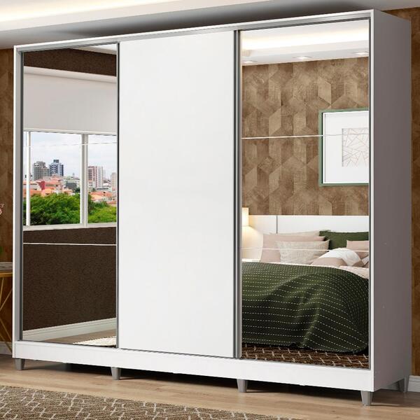 Guarda Roupa Casal 100% Mdf Madesa Zurique 3 Portas De Correr