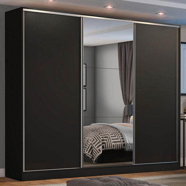 Guarda Roupa Casal 100% Mdf Madesa Zurique 3 Portas De Correr