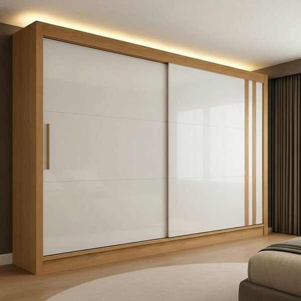 Guarda Roupa Casal 100% Mdf Toquio 2 Portas De Correr 4 Gavet