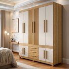 Guarda Roupa Casal 10 Portas 3 Gavetas 100% Mdf Lucca Cinamom