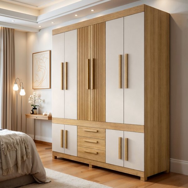 Guarda Roupa Casal 10 Portas 3 Gavetas 100% Mdf Lucca Cinamom