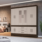 Guarda Roupa Casal 10 Portas Com Espelho New Murano Ebano Off