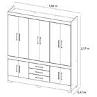 Guarda Roupa Casal 10 Portas Com Espelho New Murano Ebano Off