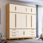 Guarda Roupa Casal 12 Portas 6 Gavetas Rowan A02 Carvalho/off