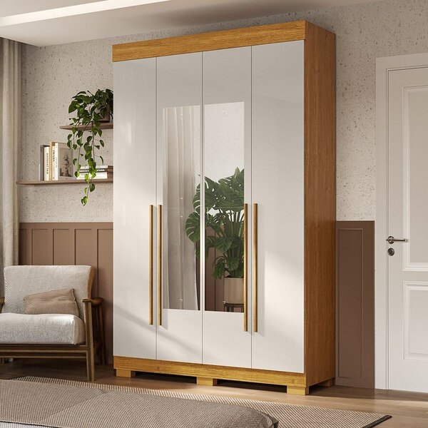 Guarda-roupa Casal 133cm 4 Portas Com Espelho Willow Espresso