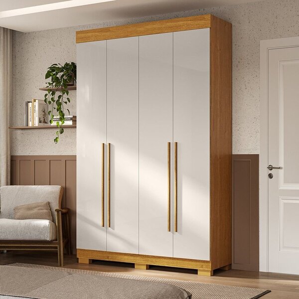 Guarda-roupa Casal 133cm 4 Portas Willow Espresso Móveis Cina