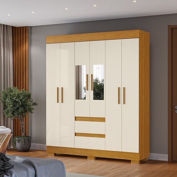 Guarda-roupa Casal 149,10cm 6 Portas Com Espelho E 2 Gavetas