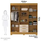Guarda Roupa Casal 178,80cm 6 Portas 3 Gavetas Capelinha Com