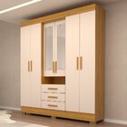 Guarda Roupa Casal 178,80cm 6 Portas 3 Gavetas Capelinha Com