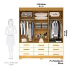 Guarda Roupa Casal 178,80cm 6 Portas 9 Gavetas Capelinha Com
