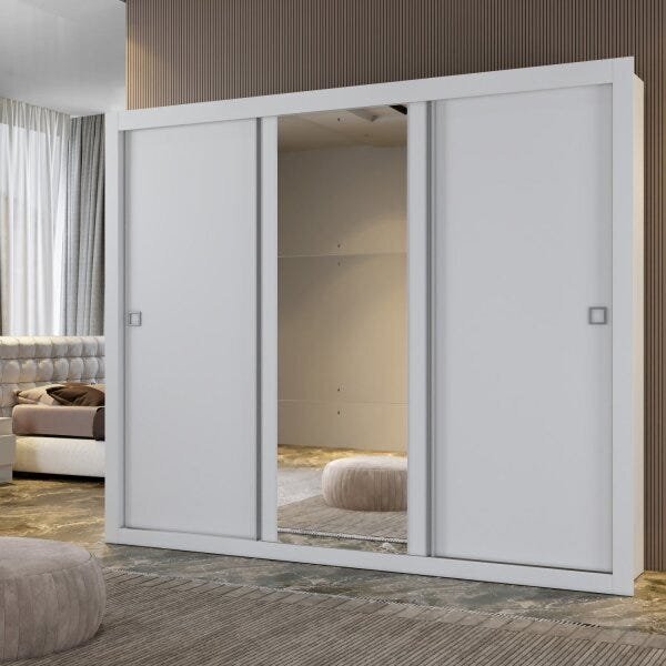 Guarda-roupa Casal 186cm 3 Portas Com Espelho Dakota Yescasa