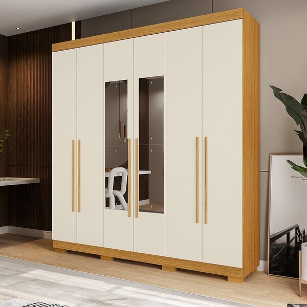 Guarda-roupa Casal 199cm 6 Portas Com Espelho Willow Espresso