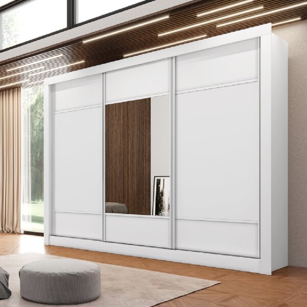 Guarda Roupa Casal 1 Porta Espelhada Zuma Made Marcs Branco A