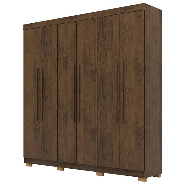 Guarda Roupa Casal 218cm 6 Portas Bolty Imbuia Rústico V02 -