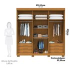 Guarda-roupa Casal 230,10cm 6 Portas Ripado 6 Gavetas 100% Md