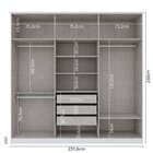 Guarda Roupa Casal 231x230cm 6 Portas 3 Gavetas Haia  Branco