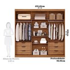 Guarda-roupa Casal 235cm 3 Portas De Correr Com Espelho 100%