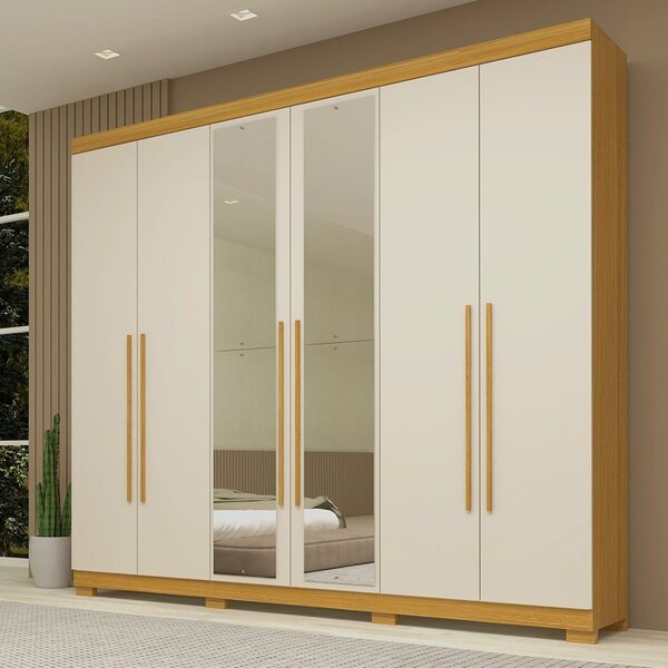 Guarda Roupa Casal 243,90cm 6 Portas Com Espelho 100% Mdf Bug