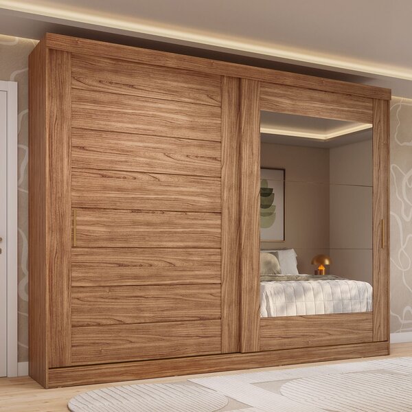 Guarda-roupa Casal 264cm 2 Portas De Correr Com Espelho 100%