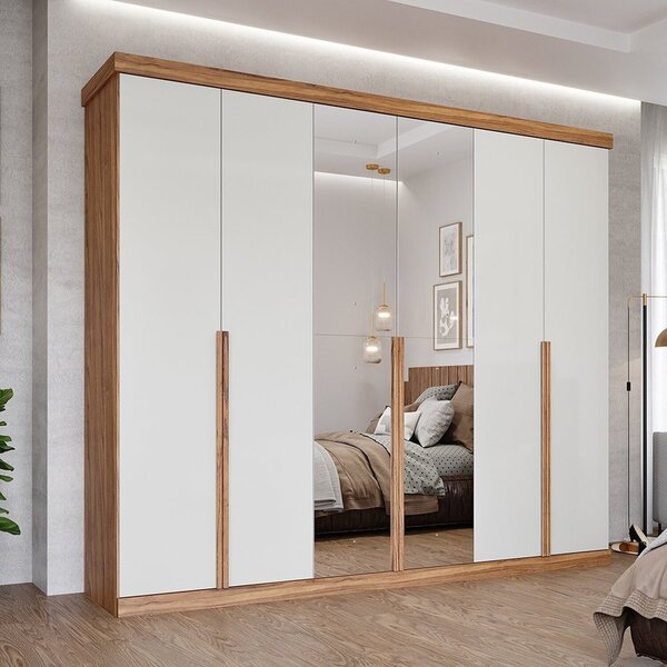 Guarda-roupa Casal 267cm 6 Portas Com Espelho 100% Mdf Linhar